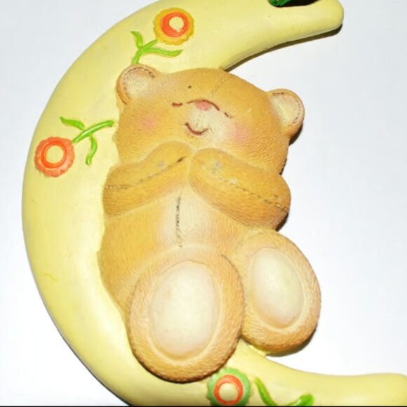 Ceramic Ornament Tree Nursery Childs Room Home Decor Moon Teddy Bear - Picture 2 of 3